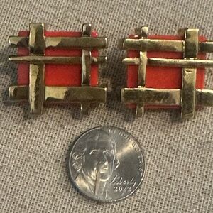 Vintage Gold and Red Clip-On Earrings